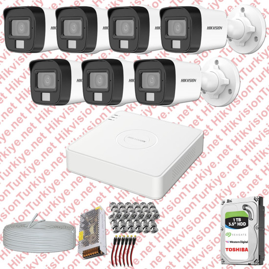 Hikvision 07 Kameralı Colorvu Hibrit Güvenlik Kamerası